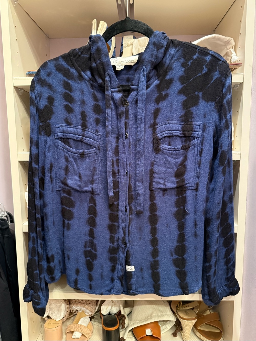 Tie-Dye Button Front Shirt with hoodie